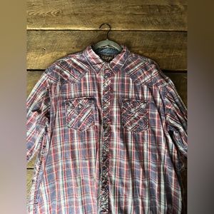 COWBOY UP Men’s Plaid Snap Long Sleeve Western Shirt
